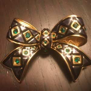 Joan Rivers Blue and Goldtone Brooch